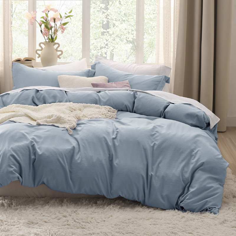 Polyester Solid Colour Duvet Cover with Pillow Shams, Green, Super King  - 2 Shams (50 x 90 cm)