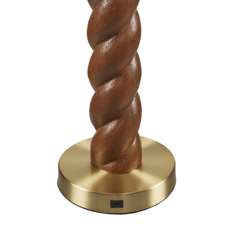  Helixia Twisted Faux Wood Table Lamp with USP C Port