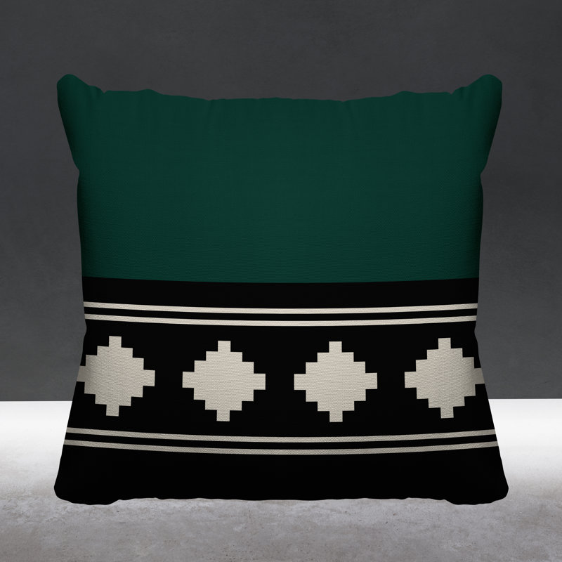 Coussin intérieur / extérieur Ector Southwestern, L 17 po x H 17 po, Émeraude