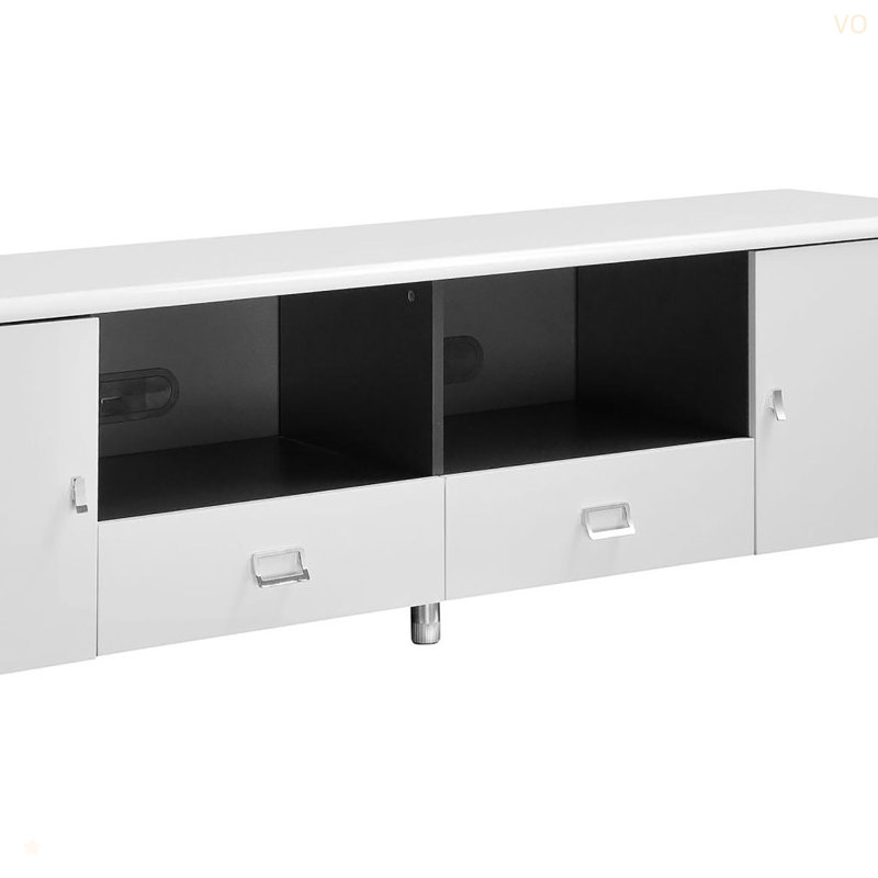 Console à 2 tiroirs blanc brillant