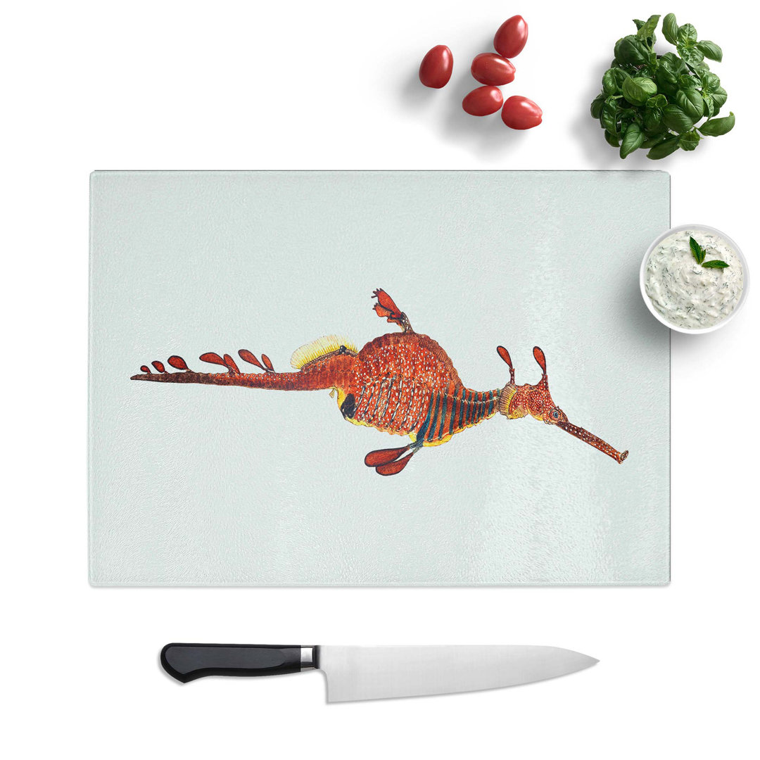 Glass Illustration of A Common Seadragon by F.E. Clarke Chopping Board