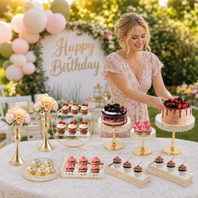 Cake Stand – 10 Pieces Cake Stand Set, Pastry Display Tray for Wedding Birthday Party