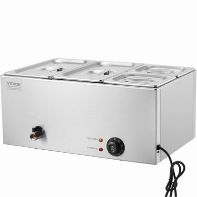VEVOR Commercial Electric Food Warmer with 4 Pans, Fast Heating and Adjustable Temperature for Countertop Buffet