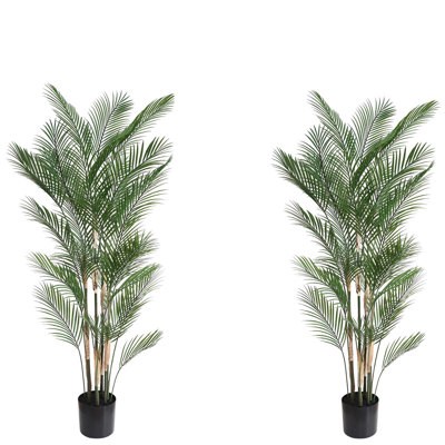 Set of 2 71" Faux Palm Trees with Pot – Indoor/Outdoor Use