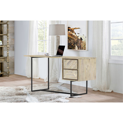 Bureau 2 tiroirs Yaluna en bois d'acacia naturel