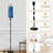  68.5" Standing Floor Lamp Abstract navy blue color Dimmable Metal Pole Lamp with Linen Lampshade LED Bulb Included