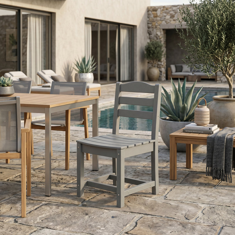 Ensemble de 2 chaises de patio en PEHD et chaises d'appoint d'extérieur toutes saisons, Gris