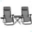 Zero Gravity Chair Set With Side Table, Folding Reclining Chair With Cupholders & Pillows-1662270827