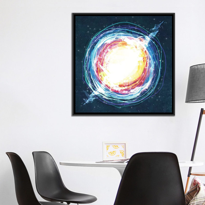 « lustre supernova », impression sur toile tendue, H 18 po x l 18 po x P 1,5 po, Toile avec cadre noir, Pas de tapis