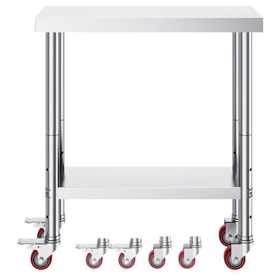 30x18x34 Inch Stainless Steel Work Table With 3 - Stage Adjustable Shelf And 4 Wheels Brake For Different Kitchen Food Scenarios Heavy Duty Commercial Preparation In Bars