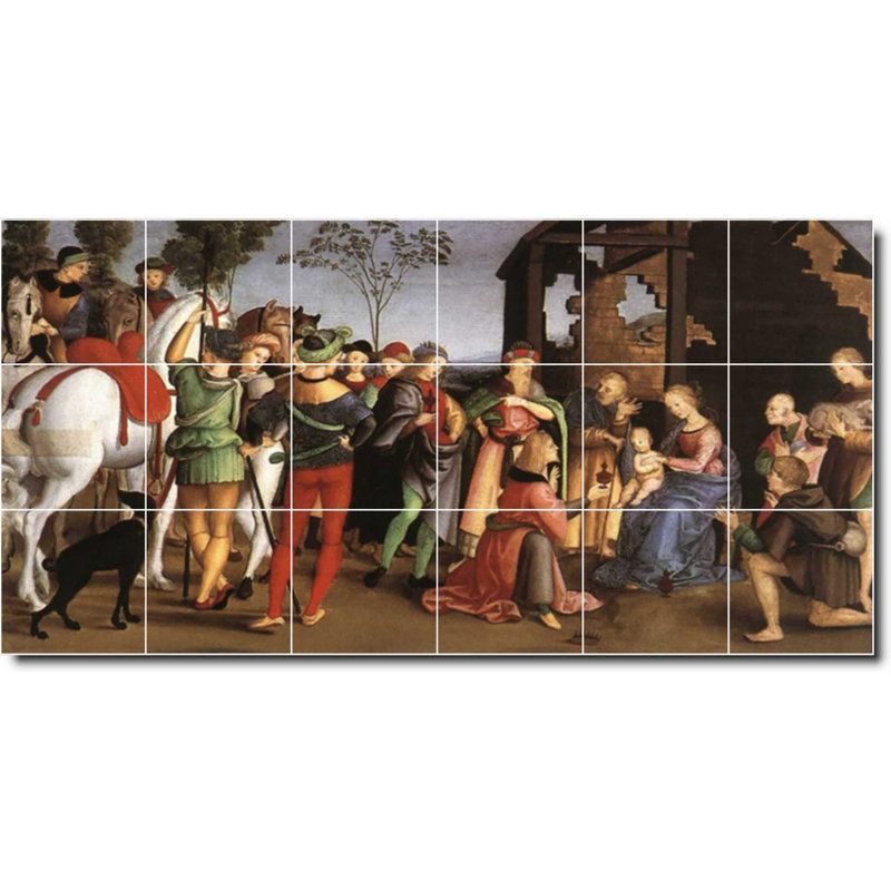 Carreau de céramique décorative 36 po x 18 po 6 po x 6 po, Carrelage mural peinture religieuse Raphael W06983