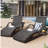 80'' Outdoor Wicker Chaise Lounge Chairs Set of 2, Patio Rattan Reclining Chair Pull-out Side Table Adjustable Backrest Ergonomic Wave Design Pool Sunbathing Recliners, Dark Brown-1874699695