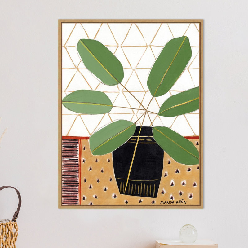 Nappe dorée 4 plantes par Marisa Anon - cadre flottant, reproduction d'art sur toile