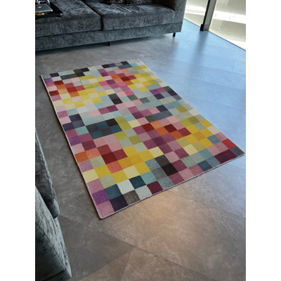 Tapis décoratif multicolore à motif de carrés modernes