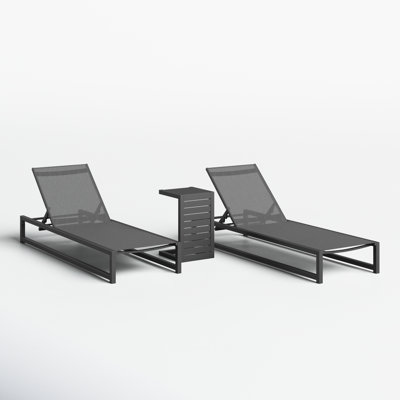 Gallatin Outdoor Aluminum Chaise Lounge Set with Table
