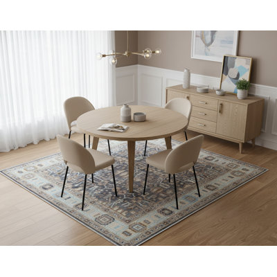 Hand Knotted Grey Light Blue Oushak Wool Rug – Geometric Tribal Design