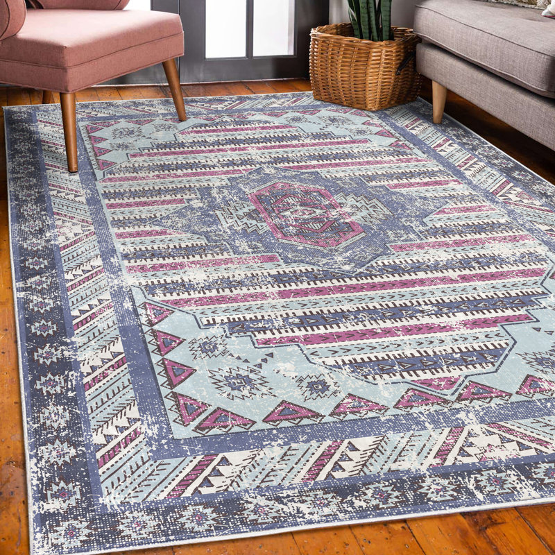 Tapis décoratif à poils longs en fibre de polyester à haute densité Hatzman, Rectangle 4 pi x 5 pi 5 po
