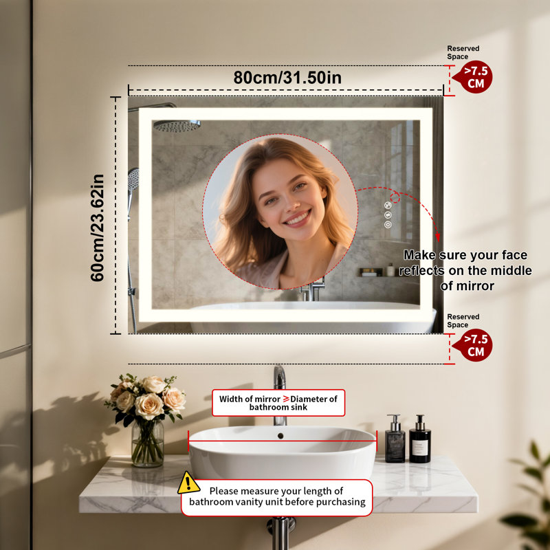 Rectangle Mirror, 80cm x 60cm