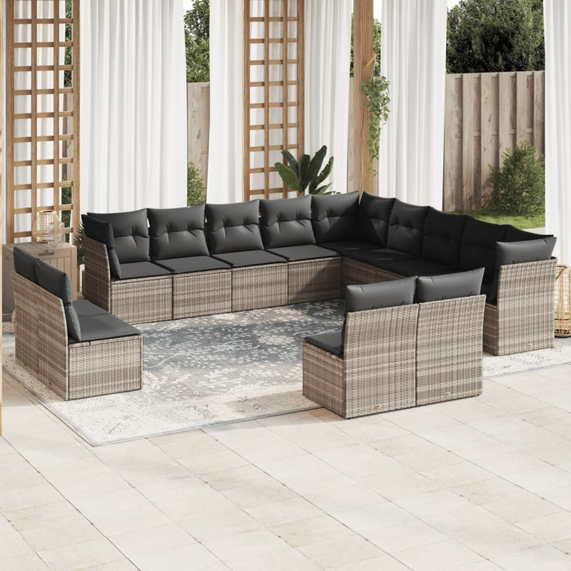  Ensemble de canapé de jardin gris clair, gris foncé