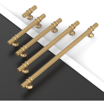 10 Pack Knurled Cabinet Pulls 10 Inch Hole Centre, Champagne Bronze Kitchen Cabinet Handles Drawer Pulls Heavy-Duty Cupboard Hardware For Cabinets Dresser Wardrobe