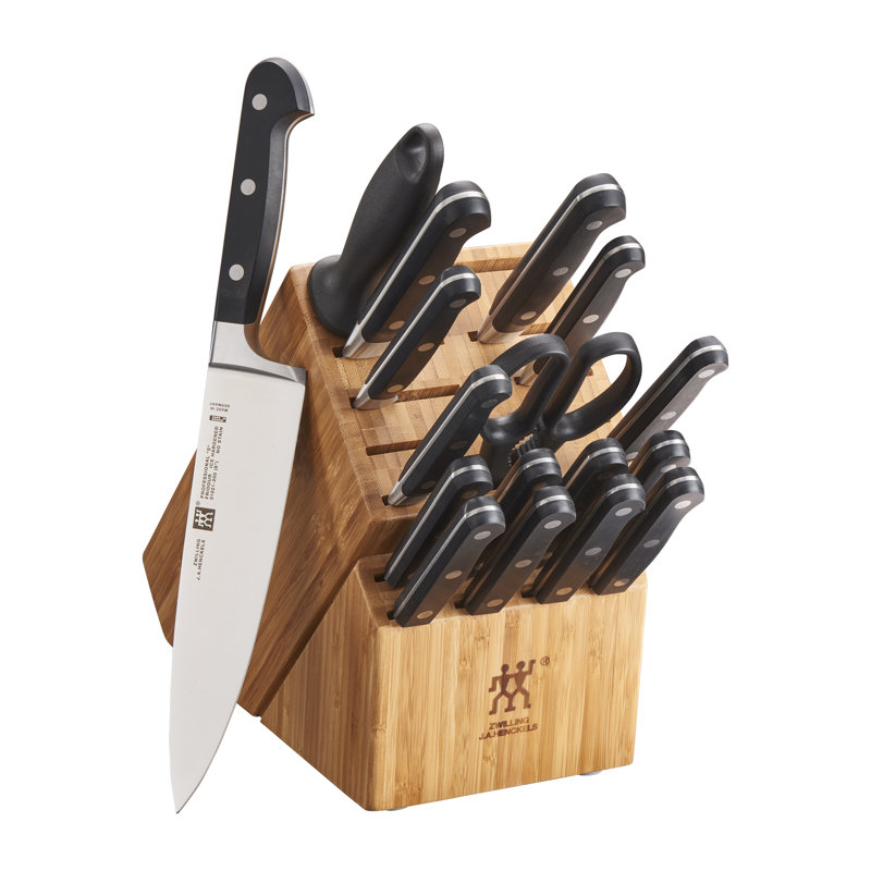 Ensemble de porte-couteaux 18 pièces ZWILLING Professional S, couteau de chef, couteau tout usage dentelé, ensemble de couteaux à steak, noir