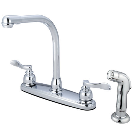 Kingston Brass NuWave French Two-Handle 8" Centerset Kitchen Faucet, With Spray