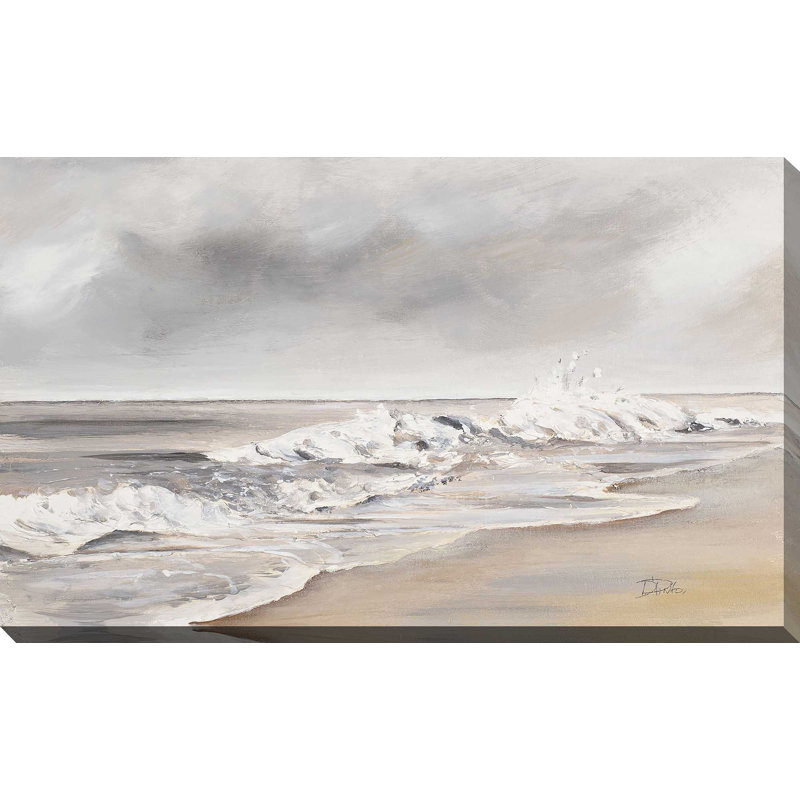 La Playa Al Atardecer - Peinture, L 30 po x H 18 po, Toile tendue