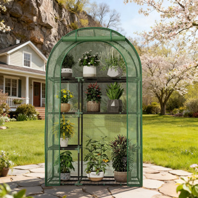 39in x 17in × 63in  Outdoor Small Hobby Greenhouse with a Green Cover