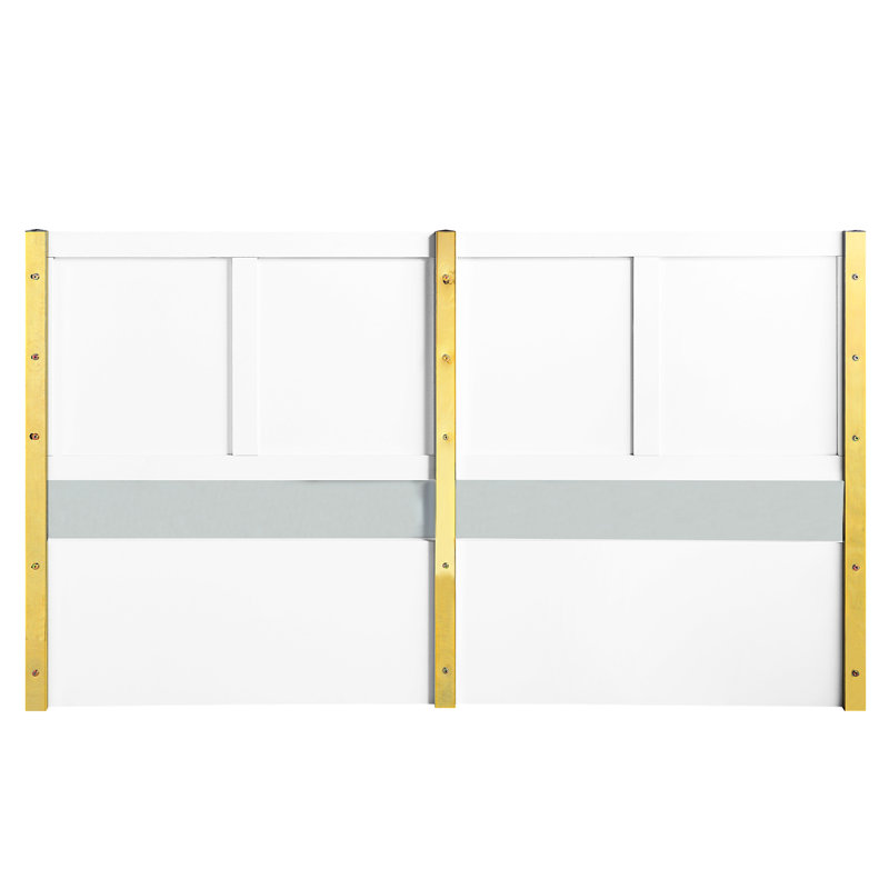 White Metal Ek Bed With High Gloss - No Box Spring Requirement, Fully Kd Structure, Wave Design, 39 Slats, 4 Legs, 660Lbs Max Weight Capacity Pattern Finish Required, Kd, Load-Bearing Limit