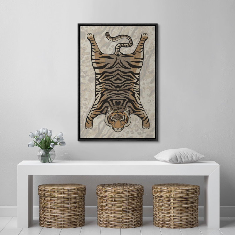 «Bright Preppy Animals», tigre couché, reproduction sur toile, Noir, H 36 po x l 24 po x P 1,5 po