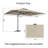 13 FT.W × 9.7 FT.D Patio Aluminum Umbrella with Round Table, 2 PE Wicker Chairs and Dark Blue Cushion-1812105355