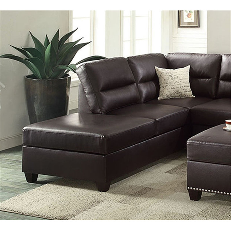 Canapé modulaire réversible en similicuir de 112 po avec repose-pieds Shaeley