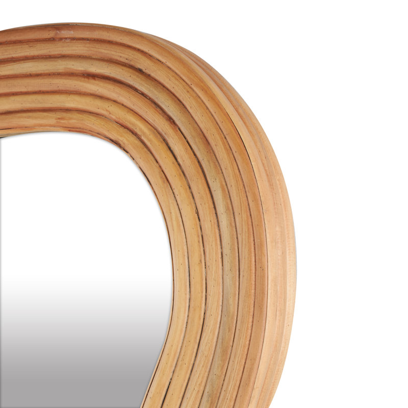 Lewisetta Cole And Grey Wood Handmade Wavy Room Wall Mirror With Ribbed Frame