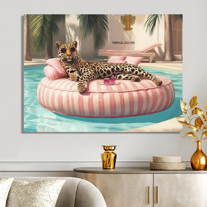 Salon Tropical Couture - Décoration murale léopard, impression sur métal, H 16 po x l 32 po
