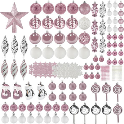 130 pièces d'ornements de boule de Noël, ensemble de décoration d'arbre de Noël, décorations suspendues incassables pour arbre de Noël, couronnes et présentoirs d'extérieur