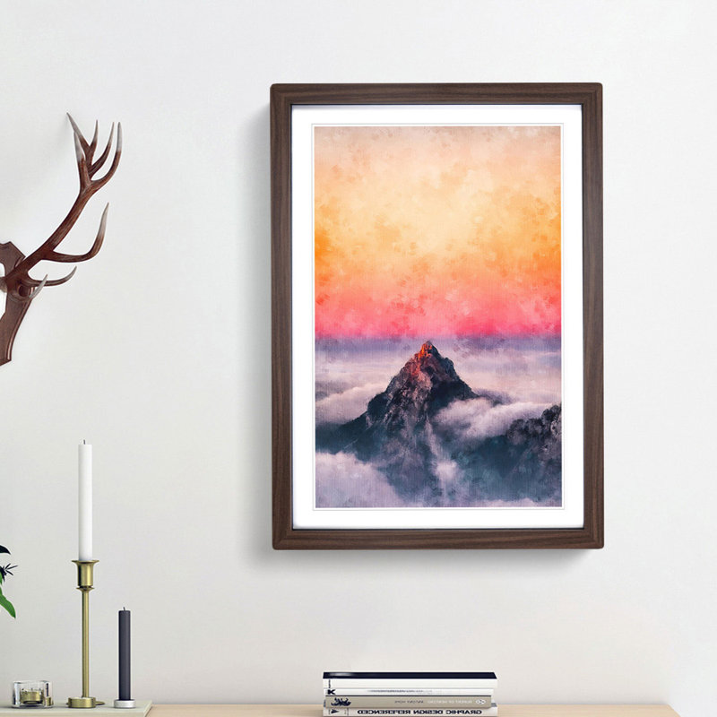 The Top of Matterhorn Mountain - Picture Frame Painting Print, 87cm H x 62cm W x 2cm D, Walnut Framed