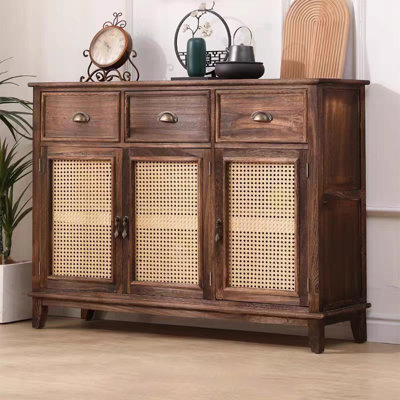 Retro Nut-Brown Solid Wood Sideboard