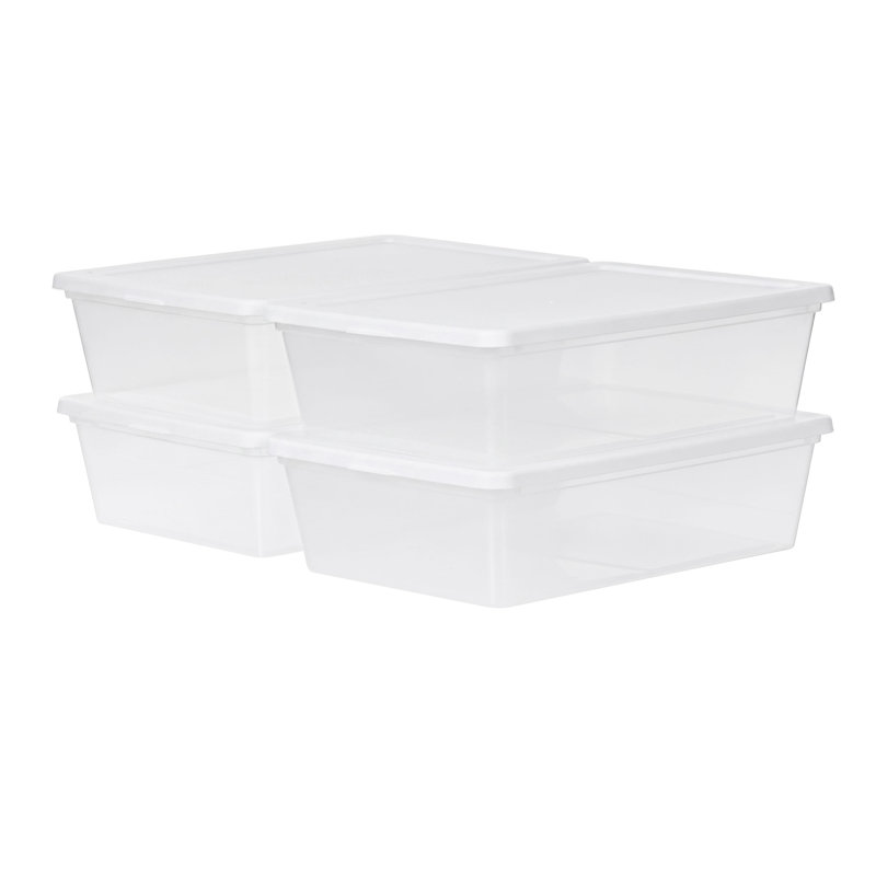 IRIS 13 Quart Plastic Storage Bins with Lids, Stackable Storage Containers and Totes, Clear, 4 Pack
