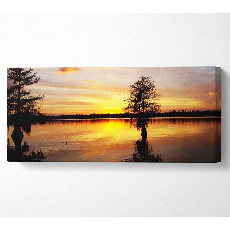 River Tree Sunset - Wrapped Canvas Panoramic Art Prints, 50.8cm H x 121.9cm W x 10cm D