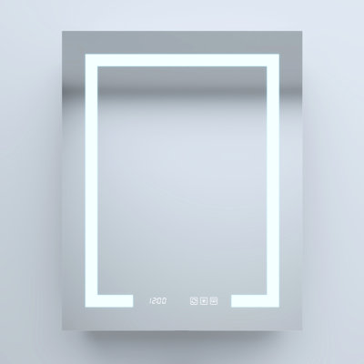 24 In. W X 30 H Silver Aluminum Recessed Medicine Cabinet With High - Definition Mirror, Three Color Lights, Charging Stations And Ports Right Led, Fog Outlet