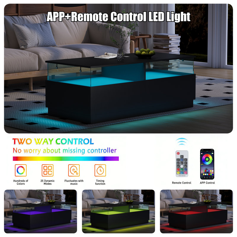 Coffee Table with Storage, Black