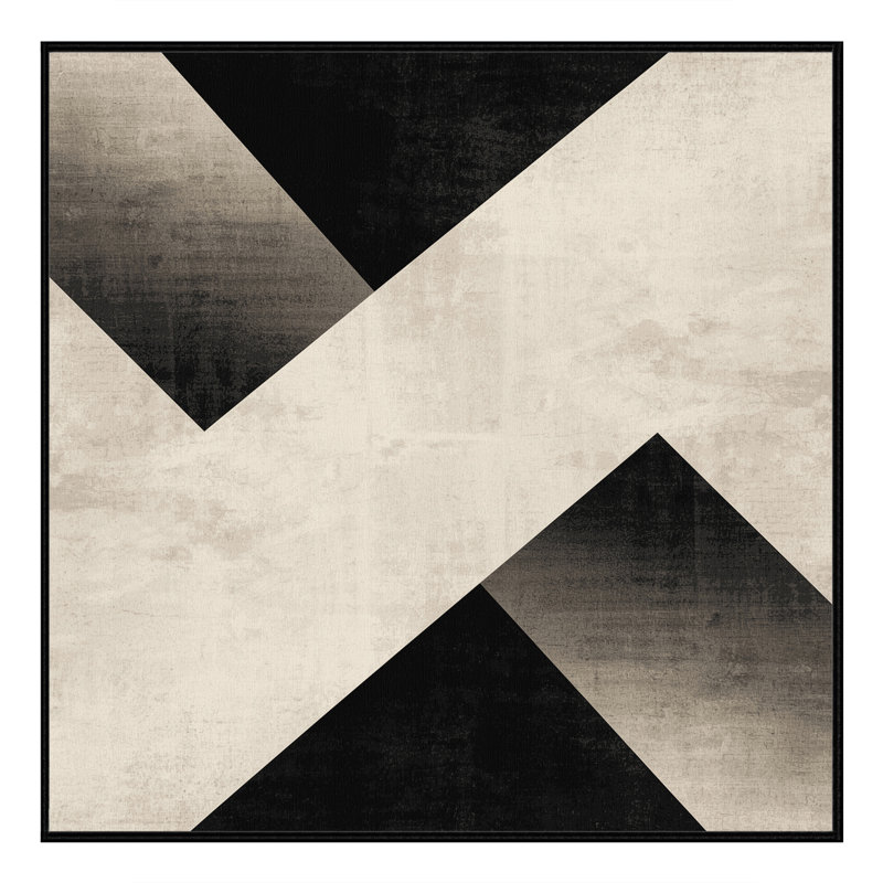 Machine Washable Wynsum Minimalist Geometric Rug in Beige – Black Binding, 4' Square