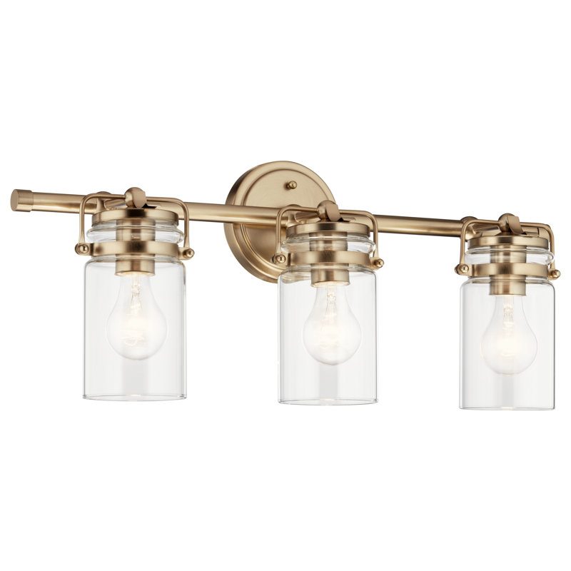 Winder 3-Light Champagne Bronze Vanity Light with Clear Glass Shades, Champagne Bronze
