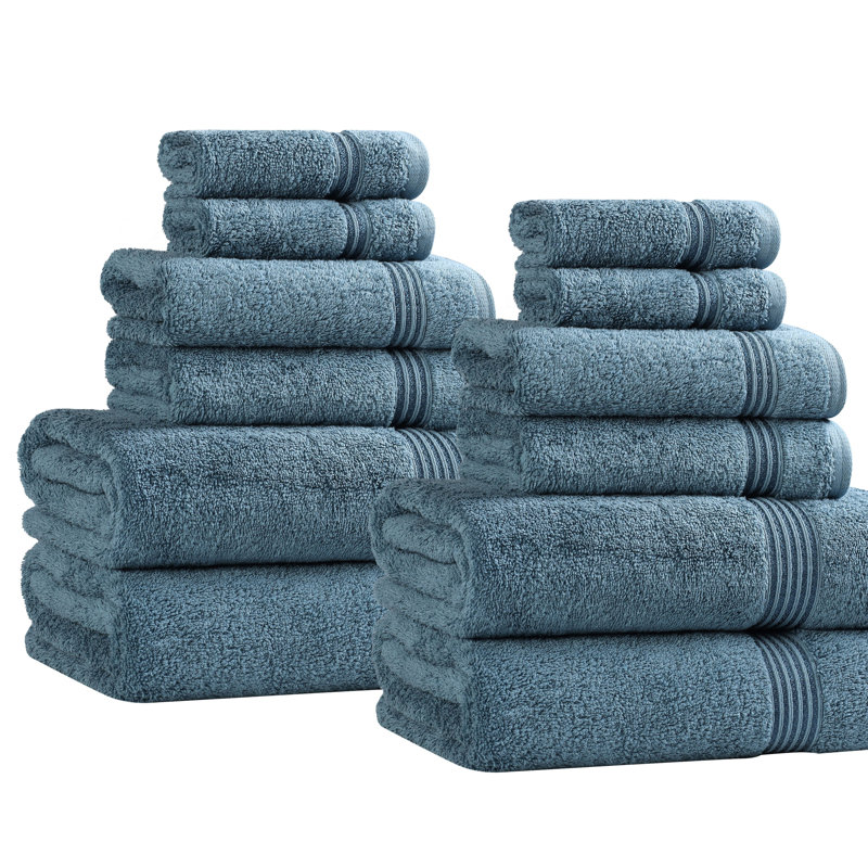 Guadlupe Heritage Egyptian Cotton Soft 12 Piece Bathroom Towel Set, Sapphire