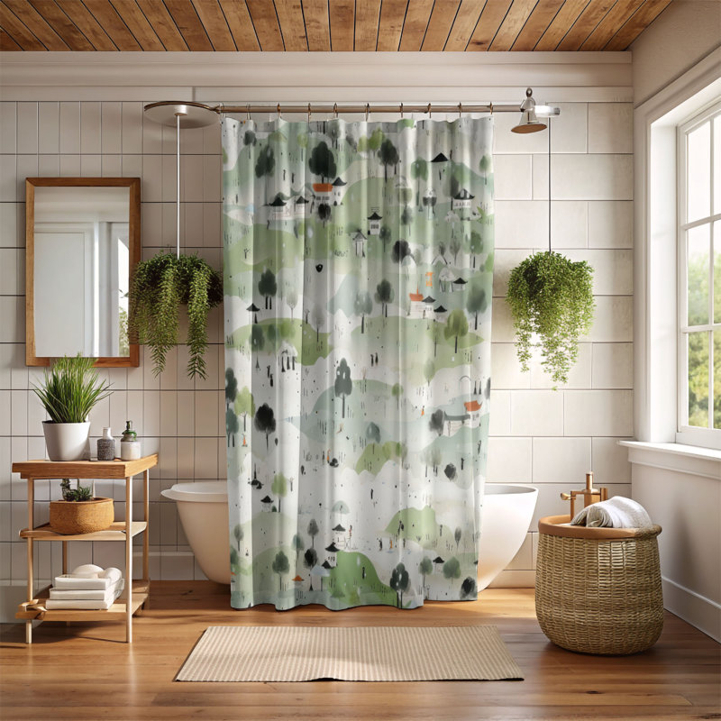 Rainy Tranquility - Premium Shower Curtain, 74"H x 71"W