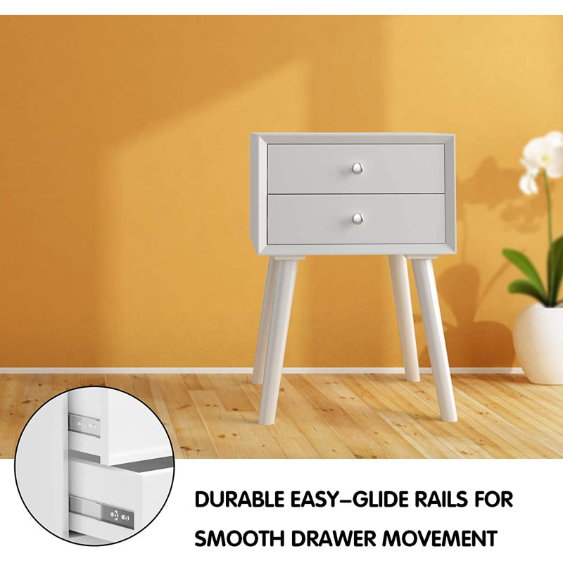 Olton End Table, White, White