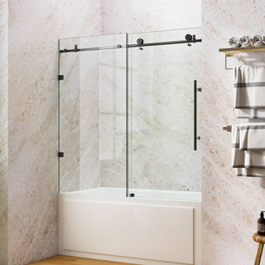 Aston Kamaya XL 68-72'' W x 80'' H Single Sliding Frameless Shower Door  with StarCast by EnduroShield