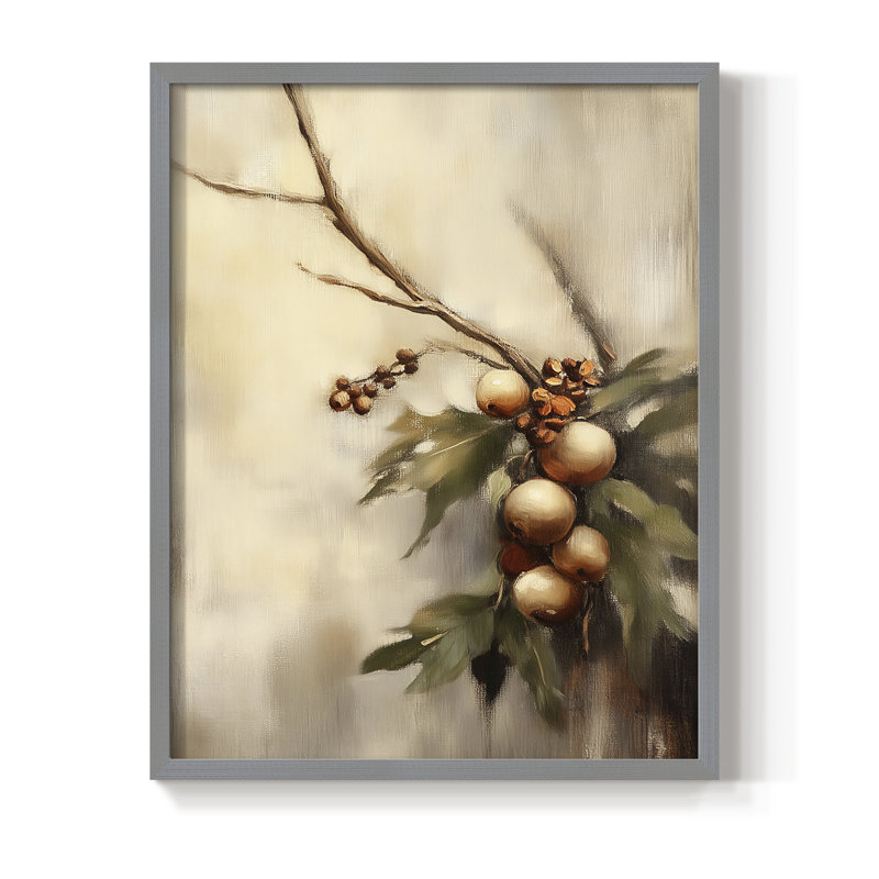 «Christmas Holiday Art», série 2-I, reproduction encadrée - bois massif, Gris, H 21 po x l 17 po
