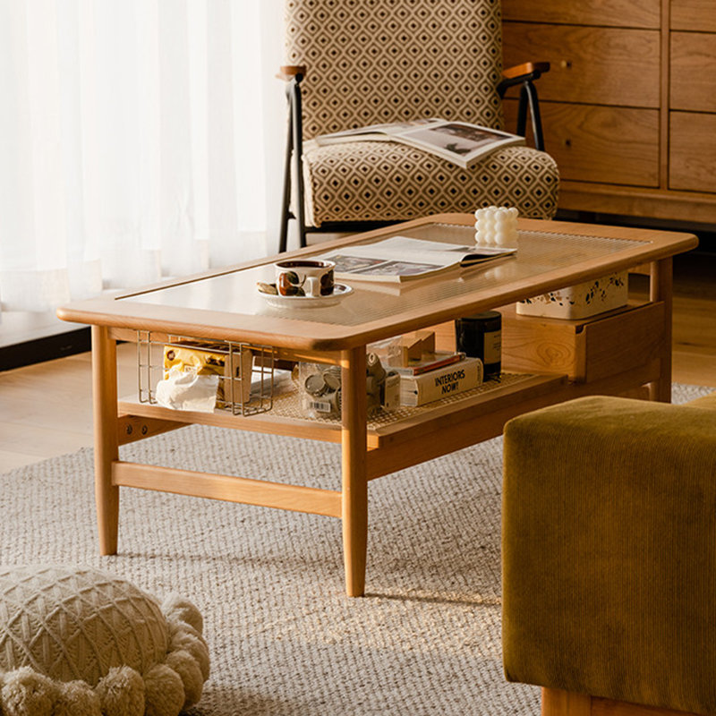 Solid wood and cherry wood coffee table