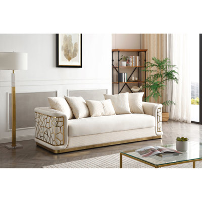 G0997a-s - 92"w X 36"d 26"h, 3 Seat, Contemporary Style With Glinting Brass Trim, Kiln-dried Hardwood, Fully Assembled Embrace In 3, 26 Height 92 Width 36 Depth, Glossy Hardwood Frame,